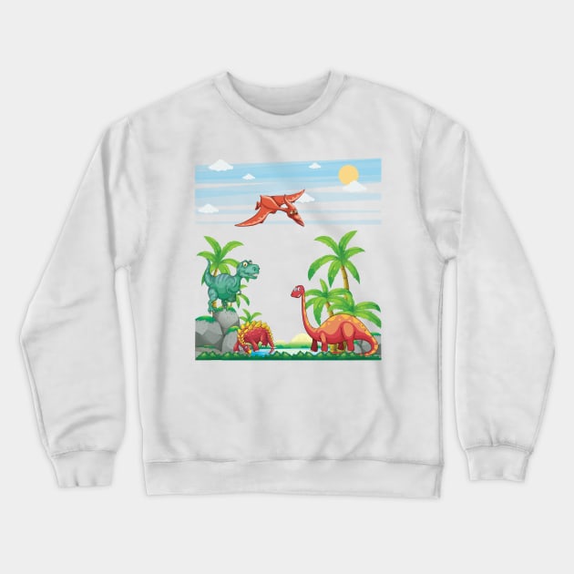 Happy Dinos Crewneck Sweatshirt by nerd-studios